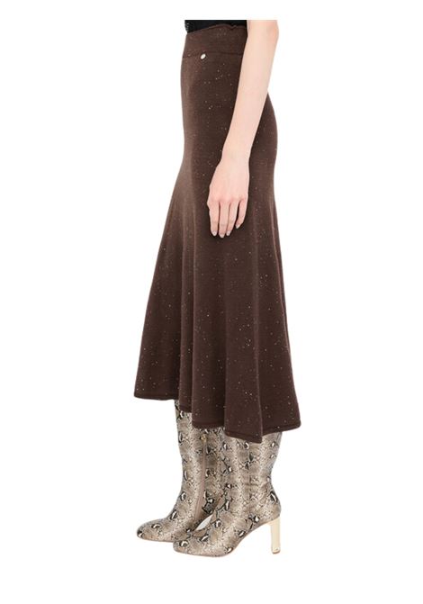 Gonna midi in maglia con paillettes CIOCCOLATO Liu Jo | MF5295MA27RA4367